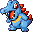 a sprite of totodile from pokemon pinball