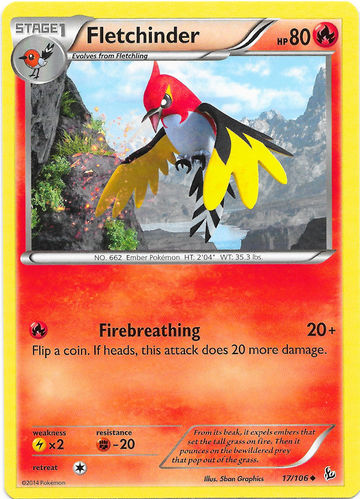 Fletchinder (Flashfire 17) - Bulbapedia, the community-driven Pokémon ...